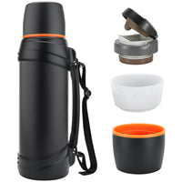 1 x RAW Customer Returns Olerd Thermos Flask 2.5L, Insulated Jug, Stainless Steel Drinking Bottle, Insulated Flask with 2 Drinking Cups, Double Wall Insulated Camping Water Bottle, 24 Hour Hot Cold Black  - RRP €35.99