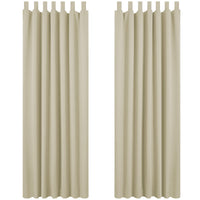 1 x RAW Customer Returns Deconovo blackout curtains loop curtains living room curtains opaque loop curtain thermal curtains cold protection, 290 x 140 cm height x width , beige, set of 2 - RRP €42.49