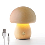 1 x RAW Customer Returns Wooden Mushroom Lamp, Portable Dimmable Bedside Lamp with USB Charging, Wireless Night Light, Mushroom Table Lamp for Home Decoration, Bedroom, Rechargeable LED Nightstand Lamp Beech  - RRP €19.15