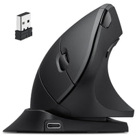 1 x RAW Customer Returns iClever Wireless Vertical Ergonomic Mouse, Rechargeable Mouse Wireless with Mouse Jiggler, Quiet 2.4G USB Wireless Mouse for Laptop, Computer Wireless Mouse for PC, Windows, MAC OS-Black - RRP €12.1