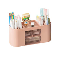 1 x Brand New FRETONBA Desk Organizer, Pen Organizer, with Drawers, 7 Compartments, Pink, Multifunction, for Office, School - RRP €19.2