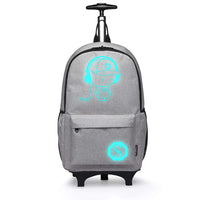 1 x RAW Customer Returns KONO Tiny Trekker Children s Trolley Carry-on Luggage Trolley with Handle Lightweight Trolley with Wheels Hand Suitcase,Anime Fashion Backpack Luminous Backpack for Women Grey  - RRP €32.99