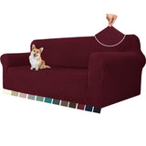 1 x RAW Customer Returns YSTELLAA Stretch Sofa Cover 3 Seater, Sofa Protector Non-Slip With Armrest, Universal Jacquard Sofa Cover, Thick Sofa Cover For Dogs Cats And Pets, Washable Sofa Cover, Red - RRP €42.29