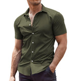 1 x RAW Customer Returns COOFANDY Men s Shirt Short Sleeve Casual Shirts Business Shirts for Men Summer Shirt Non-Iron Short Sleeve Shirt Cotton Elastic Button Down Shirt Olive Green M - RRP €29.99