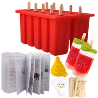 1 x RAW Customer Returns Miaowoof Homemade Popsicle Molds, Silicone Popsicle Maker for Frozen Ice Cream, BPA Free, with 50 Popsicle Sticks, 50 Ice Bags, Funnel and Popsicle Recipes, 10 Cavities - RRP €15.12