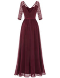 1 x RAW Customer Returns DRESSTELLS Women s Evening Dresses Long Chiffon Bridesmaid Dresses Wedding Dress Lace Dresses Burgundy M - RRP €61.57