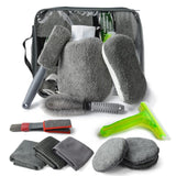 1 x RAW Customer Returns MEISHANG car cleaning set inside outside, care kit, car care cleaning, cleaning, car wash set with tire brush, multi-purpose cleaning cloths, black - RRP €19.99