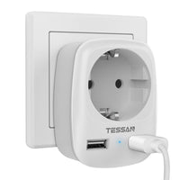 1 x RAW Customer Returns TESSAN USB socket, socket 4000W with 2 USB ports 2.4A, socket adapter USB adapter socket Schuko plug with USB, power plug with USB charger, charging plug USB power supply for phone - RRP €15.35