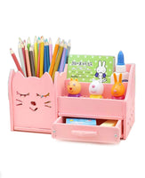 1 x RAW Customer Returns Desk Organizer Pen Holder Pink Pen Holder for Kids Desk Stationery Storage Organizer Made of Wood for Pencils, Makeup Brushes - RRP €13.51