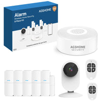 1 x RAW Customer Returns AGSHOME 9-piece alarm system with 5 door and window sensors, 2 remote controls and 1 camera - window alarm, extendable for home, caravan, apartment, garage, office... - RRP €99.99