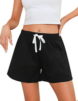 1 x RAW Customer Returns Sykooria pajama pants women s short pajama pants sports pants short summer high waist short pants nightwear shorts made of cotton with pockets for sleep sports yoga, black, M - RRP €27.6