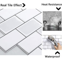 1 x RAW Customer Returns Yoillione Upgrade Thicker 3D Tile Stickers for Bathroom Kitchen, Adhesive Tiles Vinyl Tiles Self-Adhesive Tile Film, White PVC Metro Tiles Self-Adhesive Tile Decoration 5 Sheets - RRP €27.22