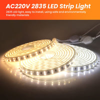 1 x RAW Customer Returns Wisada Double Row LED Strip 3m, 220V SMD 2835 120LEDs m Super Bright Flexible Strip, Bendable Cut Indoor LED Strip Light Cold White LED Strip with Switch Plug for Bedroom, Closet - RRP €19.99