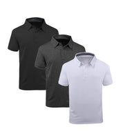 1 x RAW Customer Returns SwissWell Polo Shirts Men Short Sleeve T-Shirts Top Men Sport Breathable Outdoor Glasses Holder Button Placket Shirt Men T Shirt Golf Casual Polo Shirt 008, Blue Black Light Gray, M, 3 Pack  - RRP €74.4