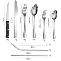 5 x Brand New YoBest cutlery set for 4 people, 34-piece stainless steel cutlery set with steak knife, dining cutlery set with spoon, knife, fork, drinking straws, stainless steel cutlery for home party restaurant, dishwasher safe - RRP €124.8