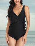 1 x RAW Customer Returns Maternity Swimsuit Maternity Swimwear V-Neck High Cut Pregnant Swimsuit Black S - RRP €33.26