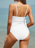 1 x Brand New SHEKINI Women s One Piece Swimsuit Padded Halter Adjustable Chic Cutout One Piece Bikini Elegant Monokini Tummy Control Swimsuit Beachwear XL,White F  - RRP €29.71