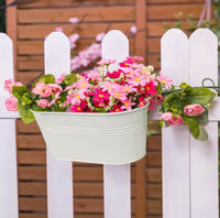 1 x RAW Customer Returns KAHEIGN 4 Pieces Metal Hanging Flower Pots, 27.5CM Large Plant Pots Hanging Flower Bucket with Detachable Hook for Home Garden Fence Balcony Decoration 4 Colors  - RRP €24.99