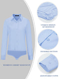 1 x RAW Customer Returns Tapata Women Button Down Bodysuit Blouse One Piece Long Sleeve Solid Office Work Shirt Casual Tops Light Blue L - RRP €42.35