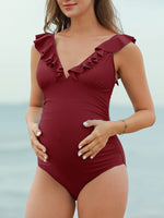 1 x RAW Customer Returns Summer Mae Maternity Women s Swimsuit One Piece Maternity Swimwear Beach Bikini Red L - RRP €39.99