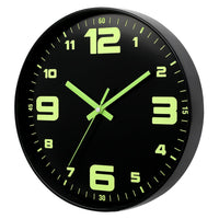 1 x RAW Customer Returns HZDHCLH 30cm Radio Controlled Clock Luminous Wall Clock Silent Creeping Second with Arabic Numerals without Ticking for Decoration Living Room, Kitchen, Office, Bedroom Black - Large Numbers  - RRP €37.3