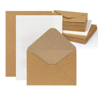 1 x RAW Customer Returns Mocraft 30 Set Vintage Kraft Paper Envelopes Blank Folding Cards with Envelopes White Inserts Recycled Double Cards Envelopes for Greetings Invitation, Natural Brown - RRP €12.1