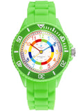 1 x RAW Customer Returns Alienwork Kids Learning Watch Children s Watch Boys Girls Green Silicone Strap Multi-Colored Children s Watch Waterproof 5 ATM Time Learning - RRP €23.98