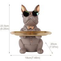 1 x RAW Customer Returns Decorative sculpture bulldog, key bowl modern black, key storage hallway, decorative figures living room, dog figure decoration, French bulldog storage for hallway decoration and living room brown  - RRP €33.43