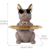 1 x RAW Customer Returns Decorative sculpture bulldog, key bowl modern black, key storage hallway, decorative figures living room, dog figure decoration, French bulldog storage for hallway decoration and living room brown  - RRP €33.43