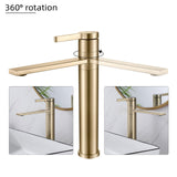 1 x RAW Customer Returns SHANFO wash basin faucet gold, bathroom faucet high with 360 rotating spout, bathroom wash basin faucet, mixer tap for countertop wash basin, brushed gold - RRP €65.99