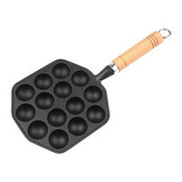 1 x RAW Customer Returns QOTSTEOS Takoyaki Pan Baking Tool Easy Clean 14 Holes Pancake Takoyaki Pan No Coating Cast Iron Black 19 x 18 x 17 x 2.5 cm - RRP €25.78