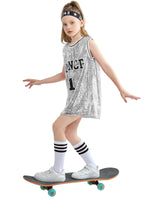 1 x RAW Customer Returns LOLANTA Girls Sequin Dance Costume Hiphop Dance Costume 146 152 Silver, Day 150  - RRP €29.98