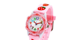 1 x RAW Customer Returns Children s Watch Girls Wristwatch 3D Analogue Quartz Watch Rubber Strap - Pink - Strawberry - RRP €52.8