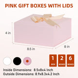 1 x Brand New Gift Box with Lid for Gifts, Small Gift Boxes with Bow, Greeting Cards Double Door Design, Christmas Gift Box Gift Box for Birthday Packaging S 21x20x10cm -2Pack, Pink  - RRP €16.8