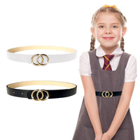 2 x RAW Customer Returns Giyiprpi 2 Pack Children s PU Leather Skinny Belt for Girls and Boys, Adjustable Girls Belt with Double O-Ring Buckle, Children Toddler Waist Belt A-Black White  - RRP €30.24