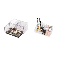 1 x RAW Customer Returns Readaeer Makeup Organizer, 2-Tier Freely Stackable Storage Box, Waterproof and Dustproof Multifunctional Bathroom Makeup Organizer, with 2 Drawers. - RRP €20.21