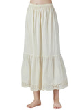 1 x RAW Customer Returns BEAUTELICATE underskirt women 100 cotton vintage petticoat underskirt long short half skirt with lace embroidery dirndl petticoat Alencon Lace - Beige - 85cm length, L  - RRP €23.99