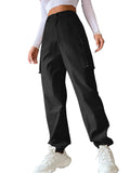 1 x RAW Customer Returns GORGLITTER Cargo Pants Women Cargo Pants Classics Cargo Pants Wide Pants Capri Long Pants Streatwear with Flap Pockets Black L - RRP €16.72