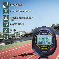 1 x RAW Customer Returns FCXJTU Digital Sports Stopwatch Timer 100 Laps Split Memory Stopwatch Countdown Timer Large Display Waterproof Shockproof with Lanyard for Running Swimming Referee Coach Black - RRP €24.19