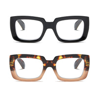 1 x RAW Customer Returns MMOWW 2-Pack Rectangular Women s Reading Glasses - Oversized Anti Blue Light Glasses With Square Frame Black Tortoiseshell, 3.0  - RRP €22.8