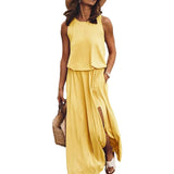 1 x RAW Customer Returns amropi Women s Summer Casual Dress Sleeveless Long Dresses Elegant Maxi Dress Yellow,XL - RRP €29.99