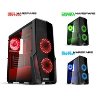 1 x RAW Customer Returns Empire Gaming Case for PC Gaming Warfare, Black, Red LED, USB 3.0 3 120 mm LED Fans - RRP €59.99