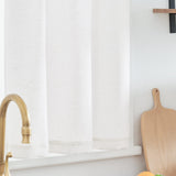 1 x RAW Customer Returns Vangao White Linen Panel Curtain Bistro Curtain Semi Transparent Privacy Plain Curtain Sheer Curtain Pair Scarves Window Curtain for Small Windows Kitchen Living Room Country House Set of 2 65W x 60H cm  - RRP €20.16