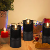 2 x RAW Customer Returns FREEPOWER 2x Outdoor Waterproof LED Candles with Timer Function, Battery Operated Flameless Pillar Candles Flickering Flame Warm White Halloween Decoration, Hemp Rope Texture 8.2 x 15cm, Black - RRP €34.28