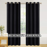 1 x RAW Customer Returns Pony Dance Bedroom Curtains Opaque Black Curtains with Eyelets Blackout Curtain for Blocking Light Creating Good Sleep, 2 Pieces H 228 x W 117 cm - RRP €44.95