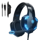 1 x RAW Customer Returns PHOINIKAS Gaming Headset for PS4 PS5 PC Xbox One Switch with 3D Surround Sound, Noise Cancelling Microphone, LED Lights, 50MM Earmuffs, Over-Ear Headphones with 3.5mm Cable - RRP €19.99