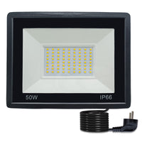 1 x RAW Customer Returns LED spotlight outdoor with plug 50W outdoor spotlight floodlight IP66 waterproof outdoor spotlight LED floodlight for garage, garden, sports field, terrace, yard, super bright spotlight with 3m cable, warm white - RRP €23.99