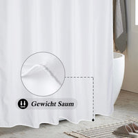 1 x RAW Customer Returns EurCross Shower Curtain 180x180 White Shower Curtains Anti-Mould Antibacterial for the Bathtub, Textile Fabric Waterproof Washable Bathroom Curtain with 12 Rings - RRP €12.85