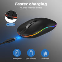 1 x RAW Customer Returns RaceGT Mouse Wireless, LED Ergonomic Mouse Wireless Mouse Computer Mouse Rechargeable 2.4GHz Wireless Mouse USB Type-C Receiver Silent Wireless Mouse for Laptop PC Macbook Notebook - RRP €15.76