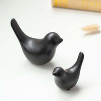 1 x RAW Customer Returns Moaobooh 2 Piece Bird Figurines Modern Animal Sculptures Ceramic Sculpture Home Decor for Living Room Bedroom Office Desk Cabinets Black  - RRP €16.99